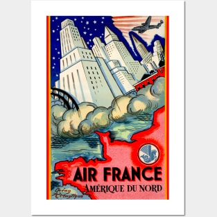 North America with Air France Vintage Travel Posters and Art